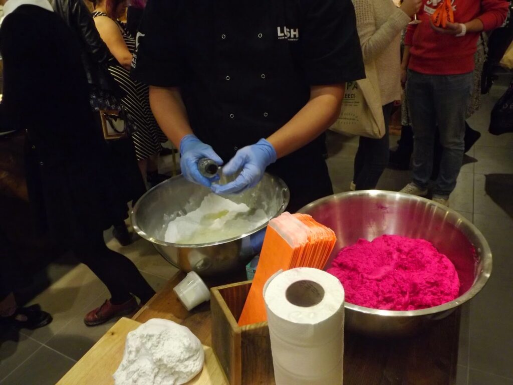 Bubble bar making at Lush.