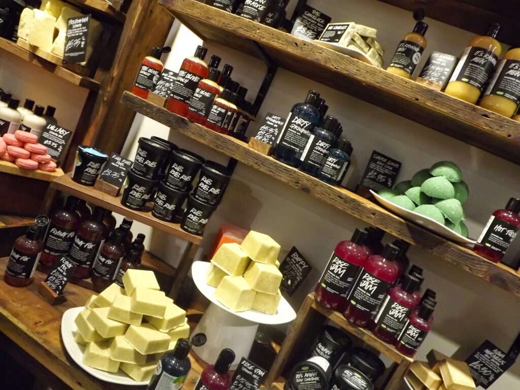 Lush products on display.