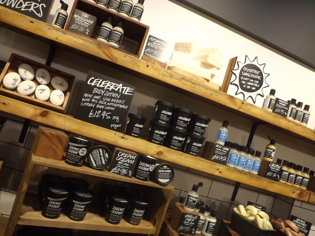 Lush products on display.