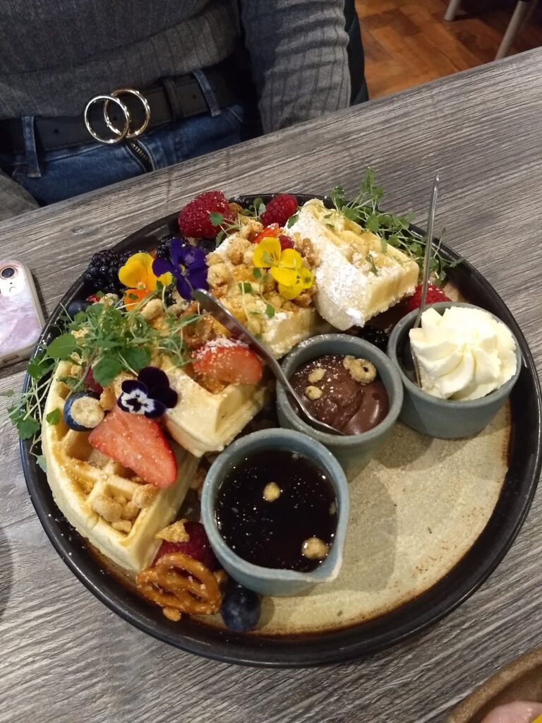 BRUNCH AT THE WILD PLUM - HARROGATE. Breakfast waffles at The Wild Plum.