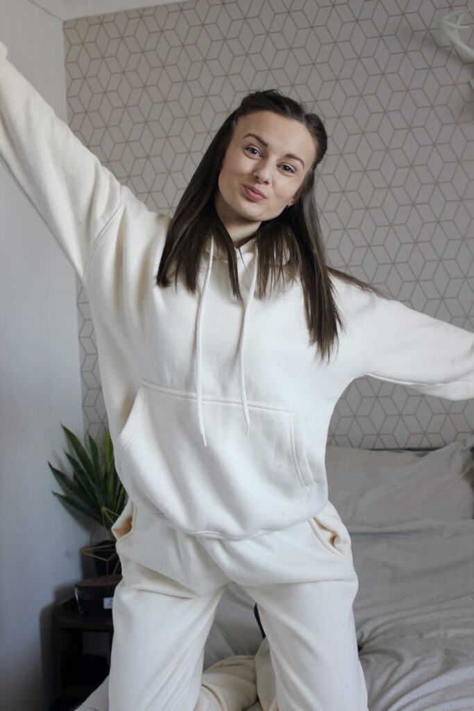 Femme Luxe loungewear. The alexia cream two piece.