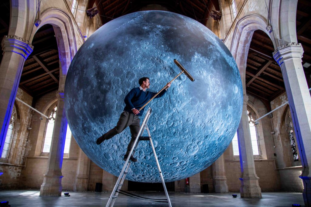 Luke Jerram with the Museum of the Moon exhibition.