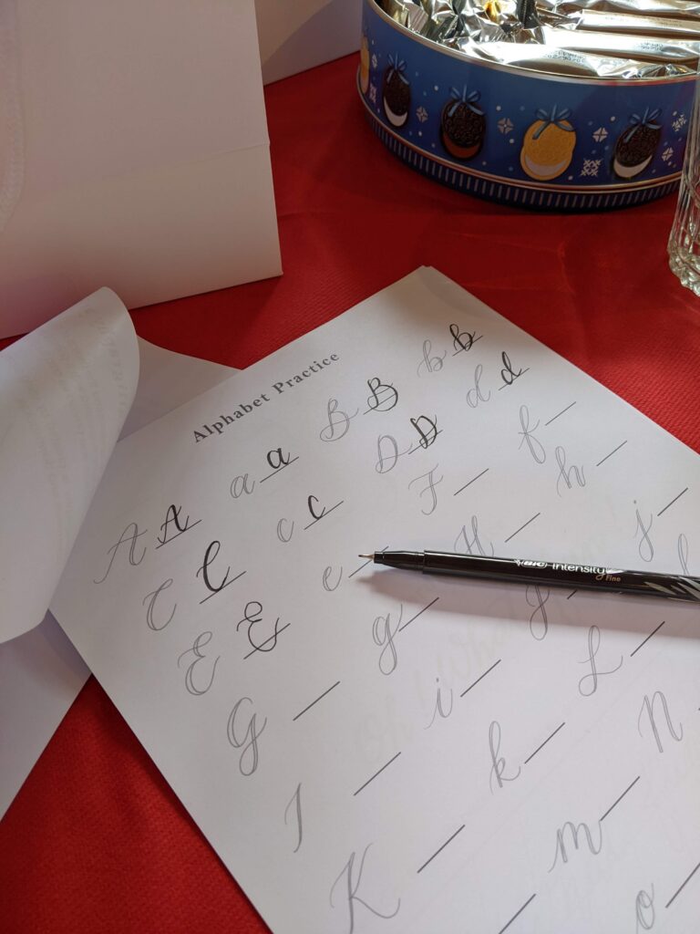 Faux calligraphy with Handmade Paper at our festive day with Jet2 holidays.