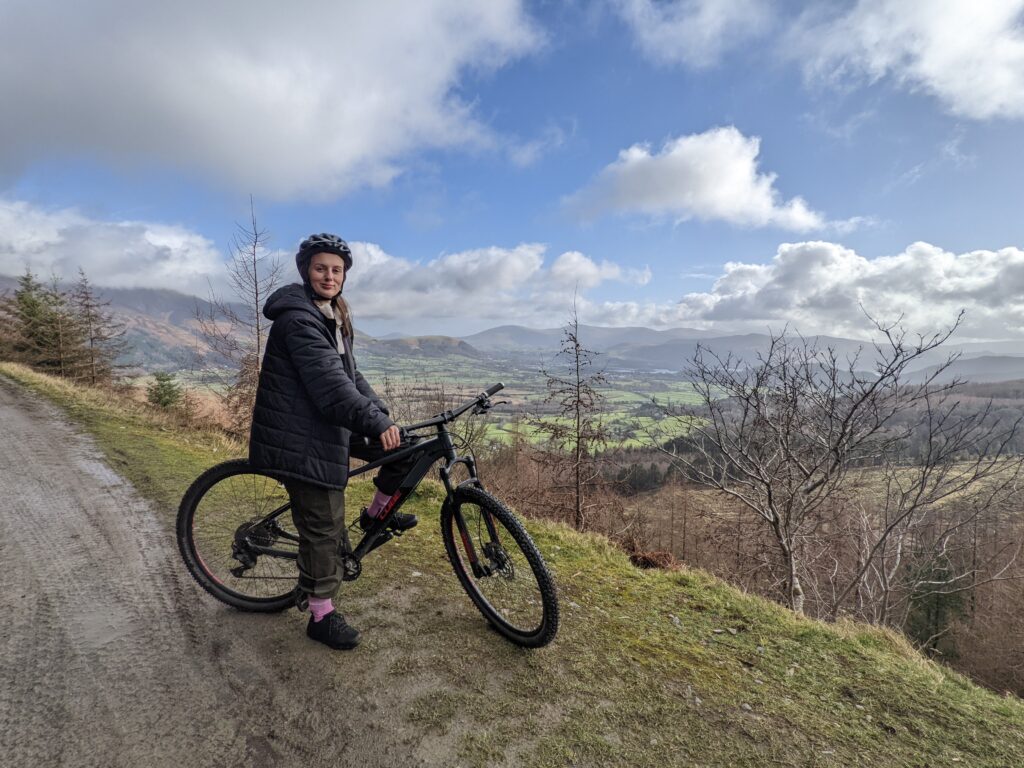 Bike rising at Whinlatter forest.