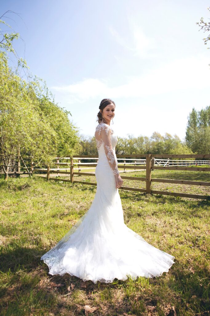 Claire Mac wearing her bridal gown.