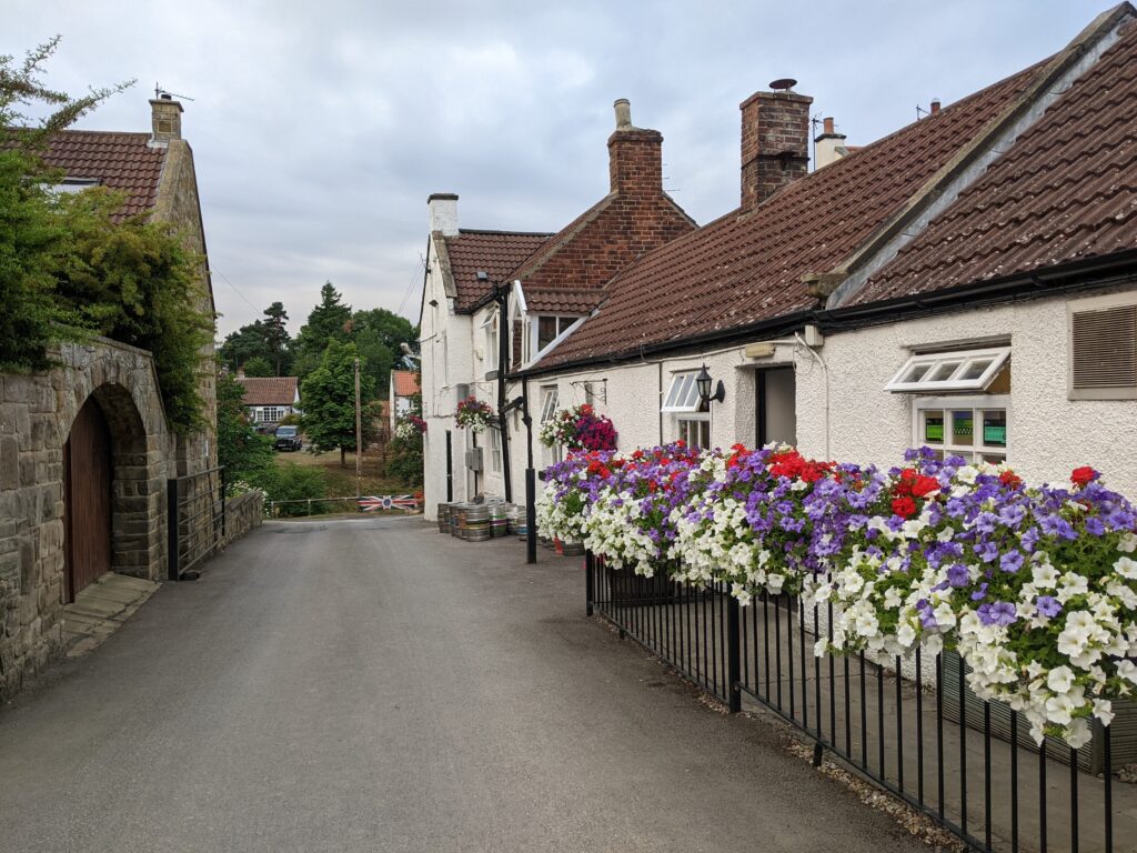 Flower display outside The Blackwell Ox Inn.