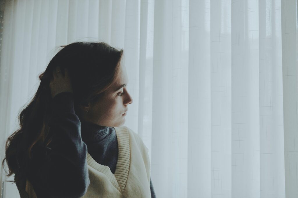 Woman dealing with parental anxiety.