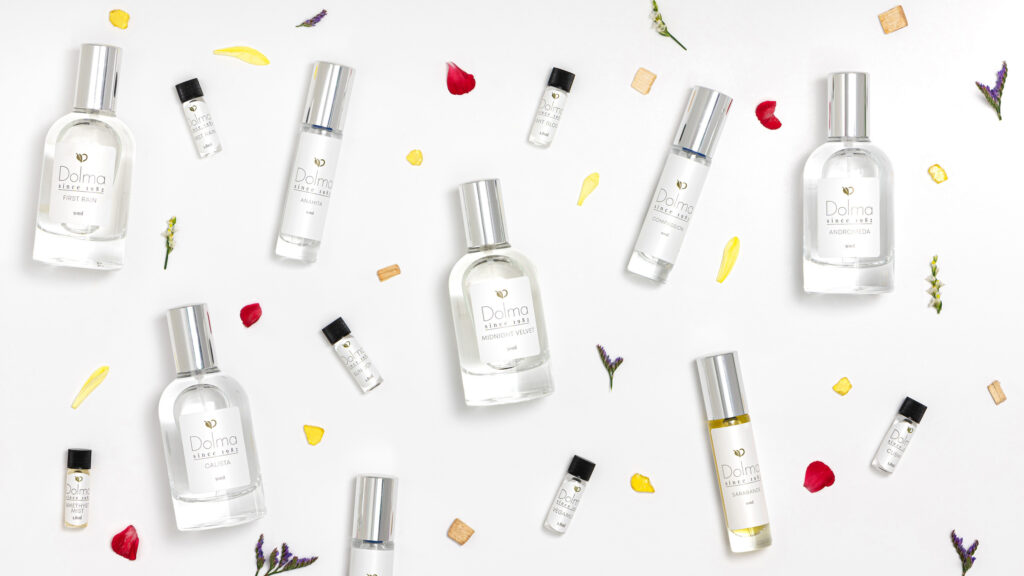 A selection of cruelty free fragrances available from dolma.
