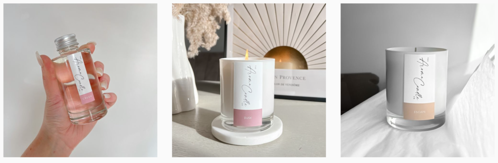 The aroma candle co handmade candles.
