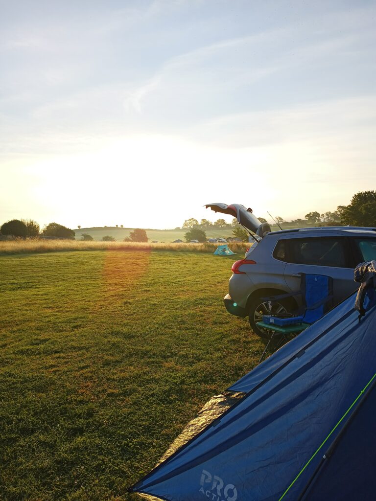 A view of the campsite on a morning. This is for the post about camping with babies and toddlers.
