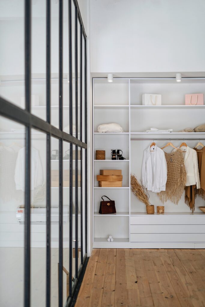 White gloss built in wardrobe. This image is assigned to a blog post describing features of attic wardrobes.
