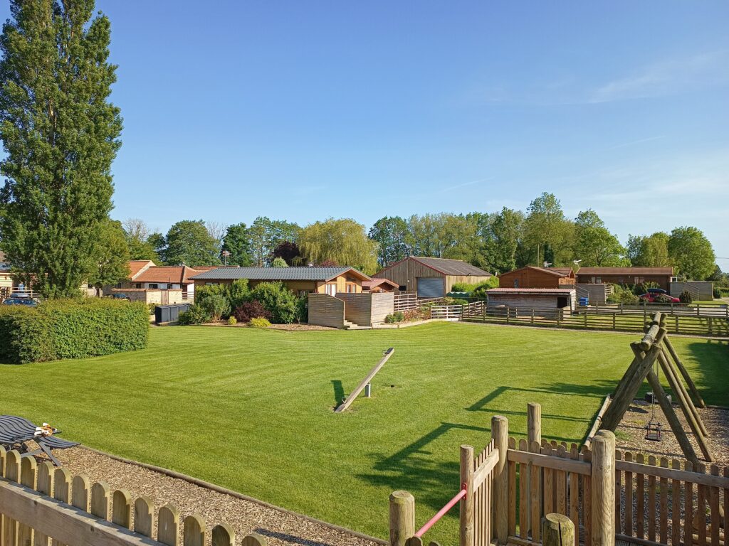 View of Barker Stakes Farm from the playground area.