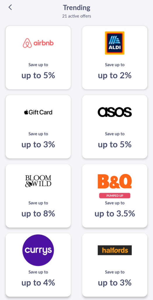 Trending cashback retailers on JamDoughnut