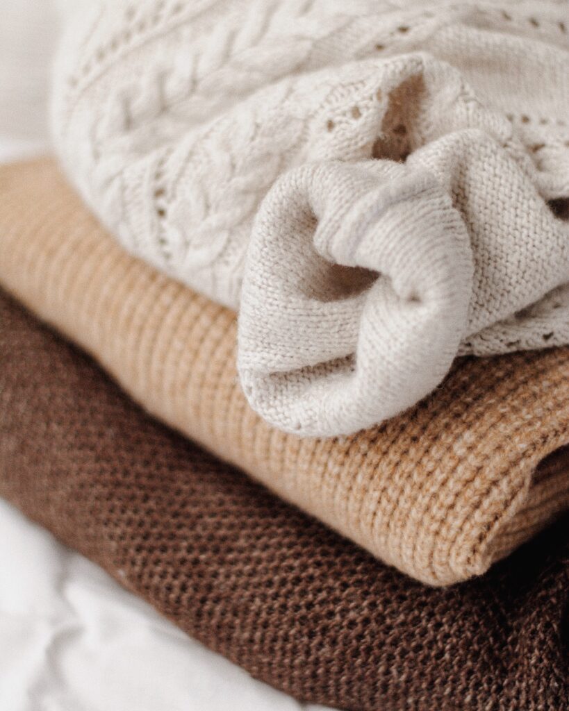 Cosy autumn clothing.