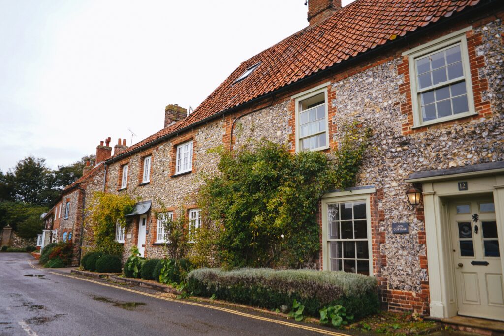 Houses on a countryside street in the UK. This is for an article discussing leasehold properties.