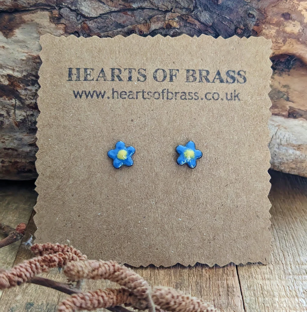 Hearts of Brass forget me not earrings.