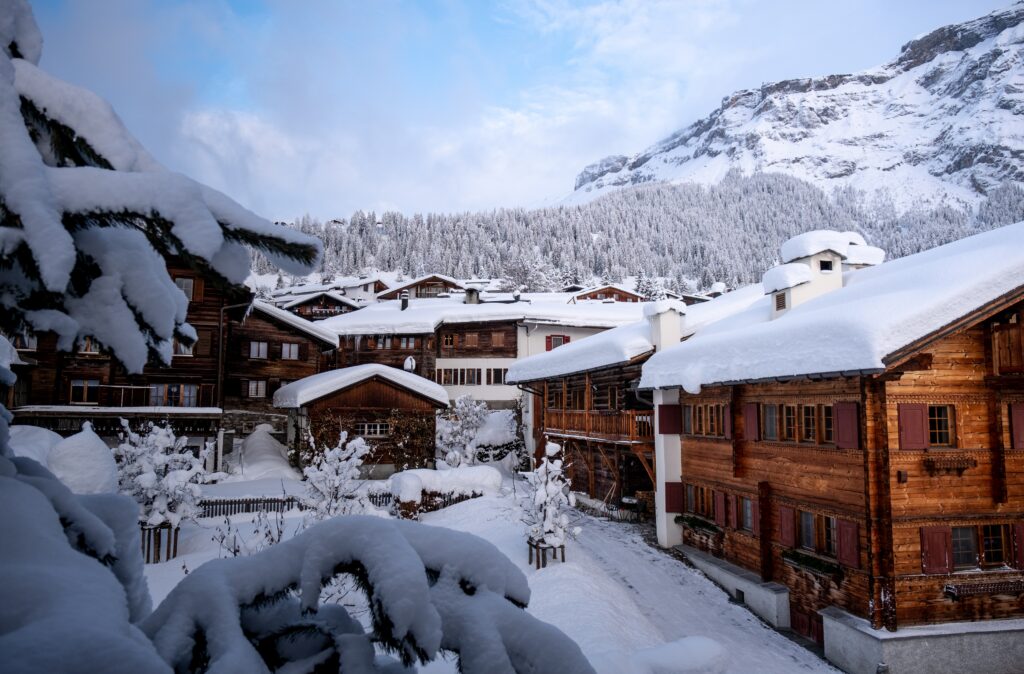European skiing holiday resort.