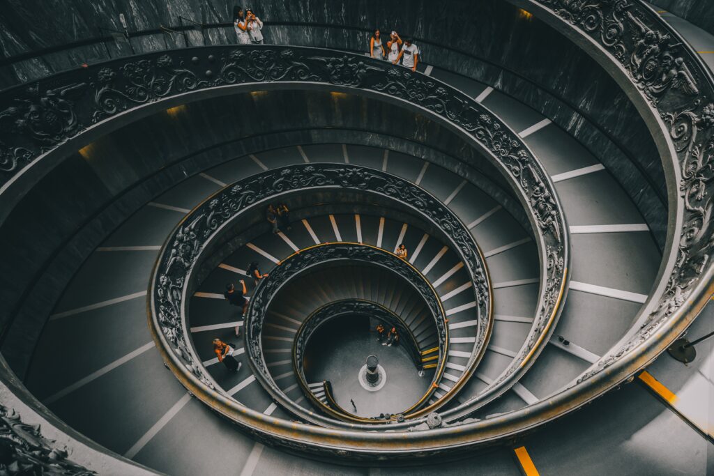 Spiral staircase in Vatican museum.