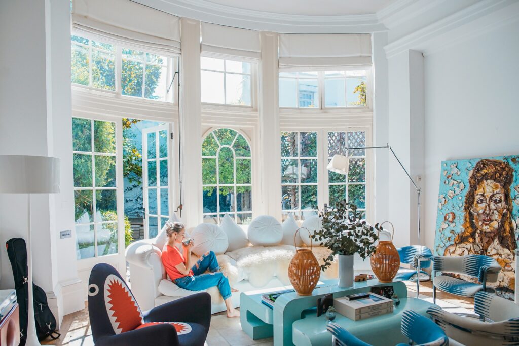 Image of inside living room looking out of the windows. This is to go with an article discussing the pros and cons of aluminium and upvc windows.