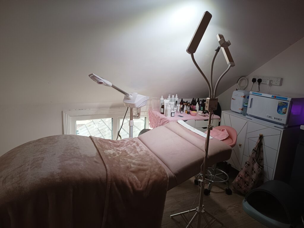 Salon bed at Cosmic Beauty in Middlesbrough.