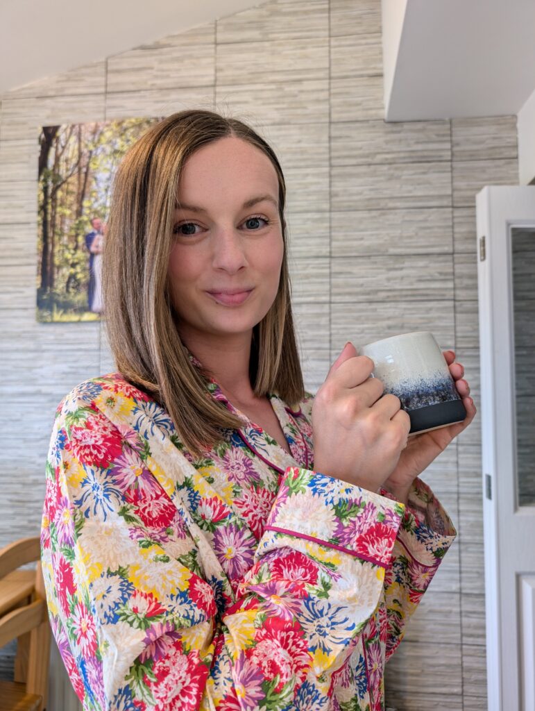 Claire Mac wearing PJ's.
