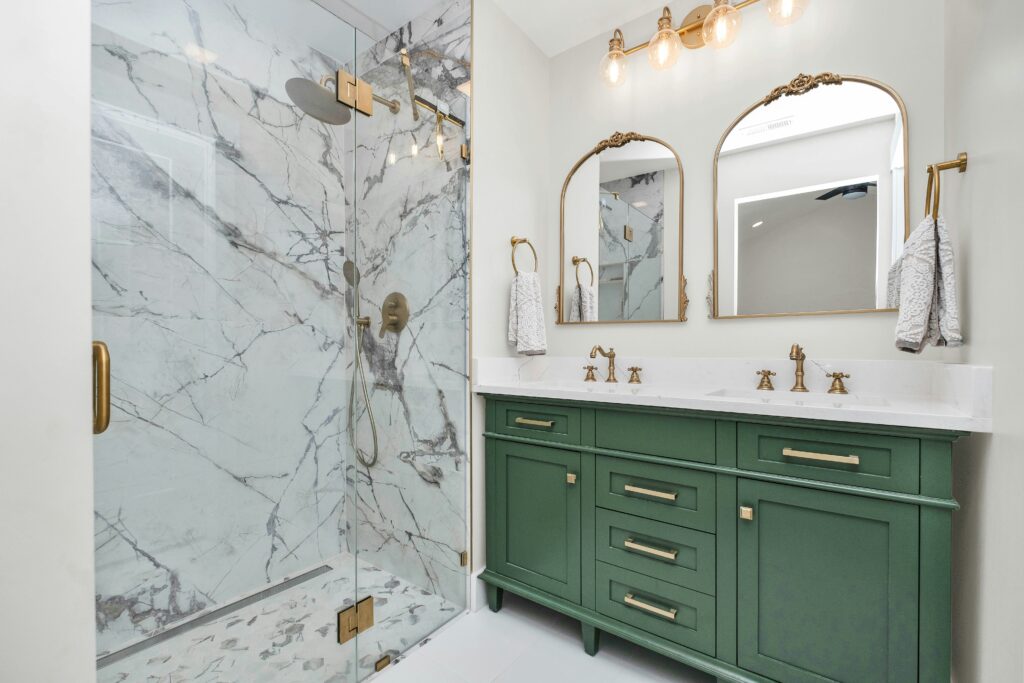 A modern renovation in the bathroom.