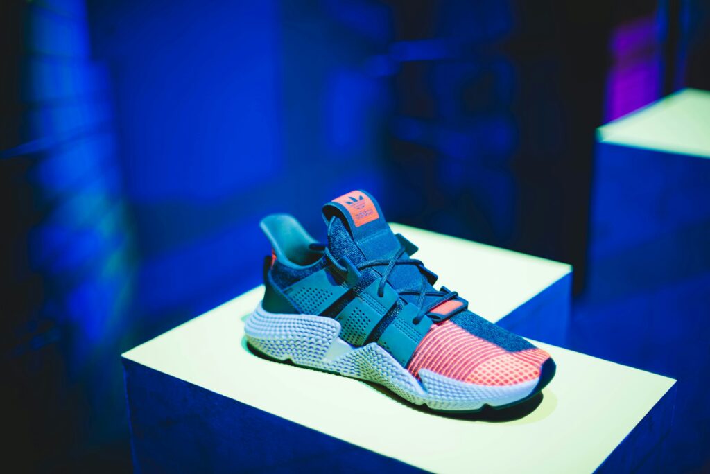 Adidas shoe on sneaker shopping spree.