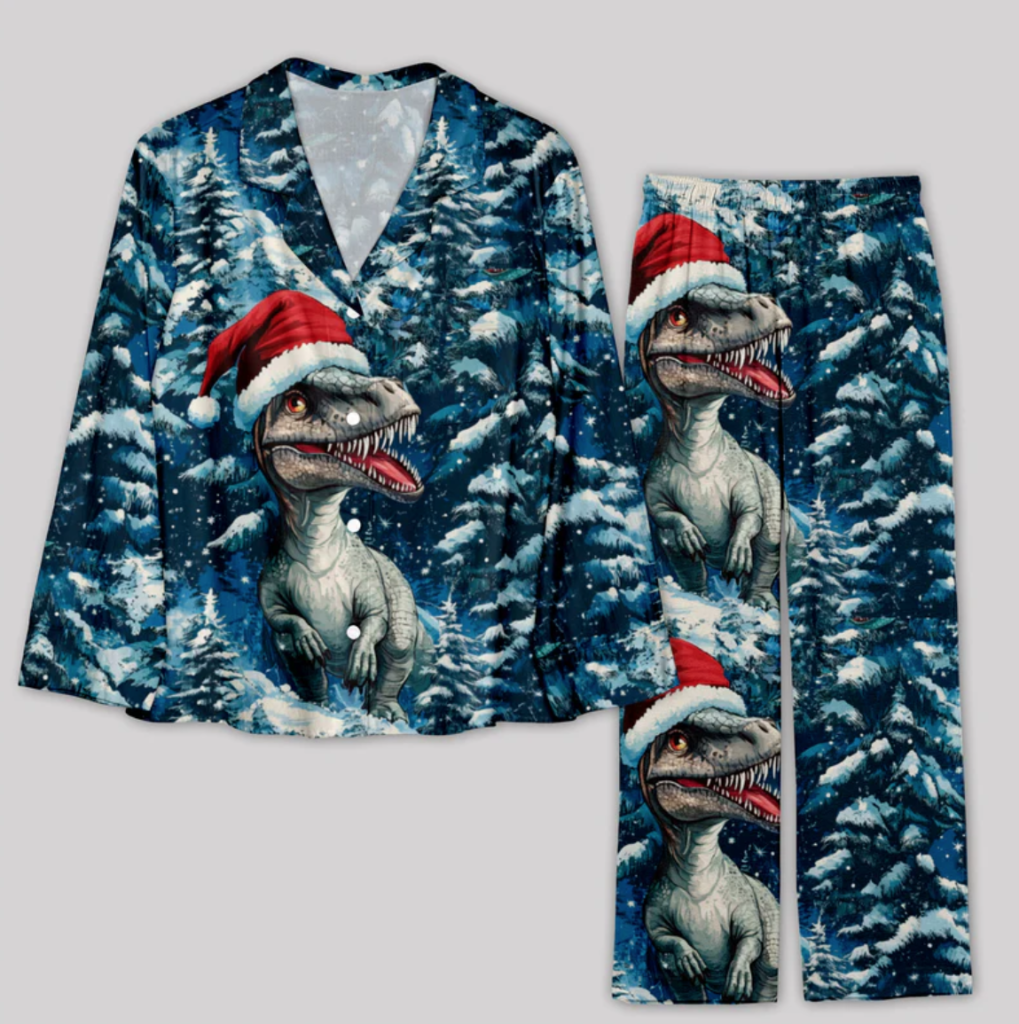 Christmas Cedar Jurassic Dinosaur Pyjamas Set