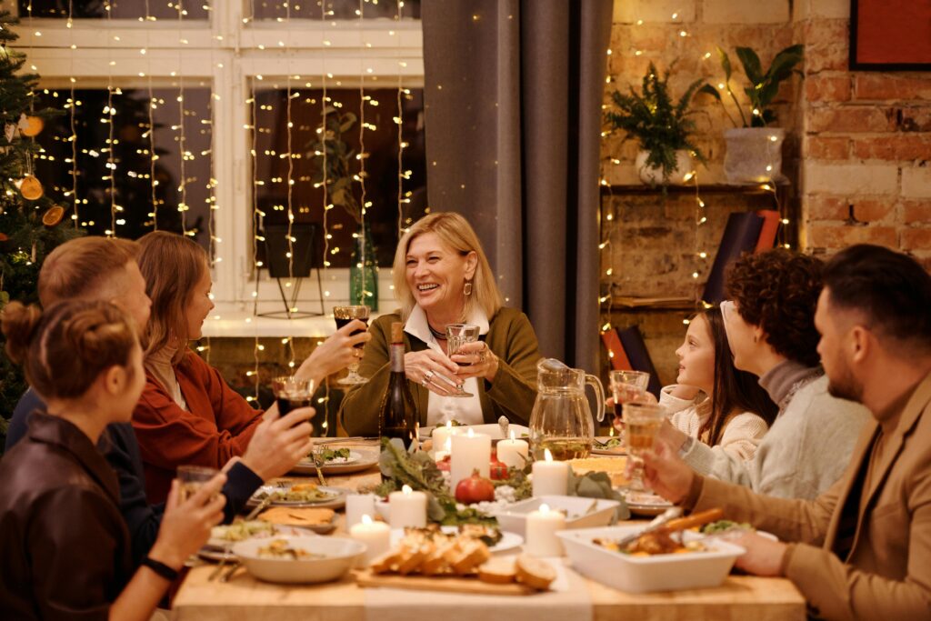 Family gathering at Christmas time.