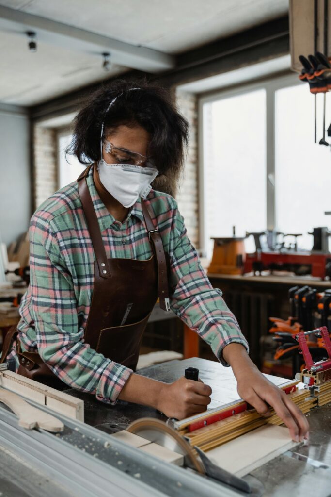 Woman in DIY workshop.
