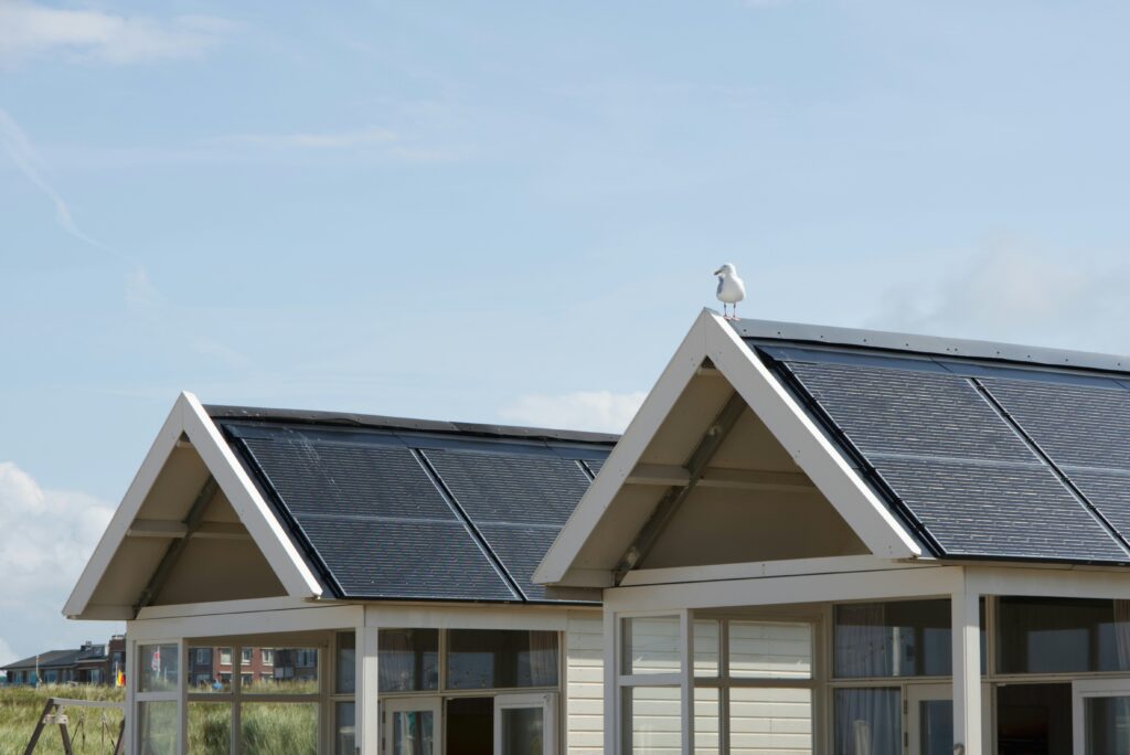 Solar panels on a house.