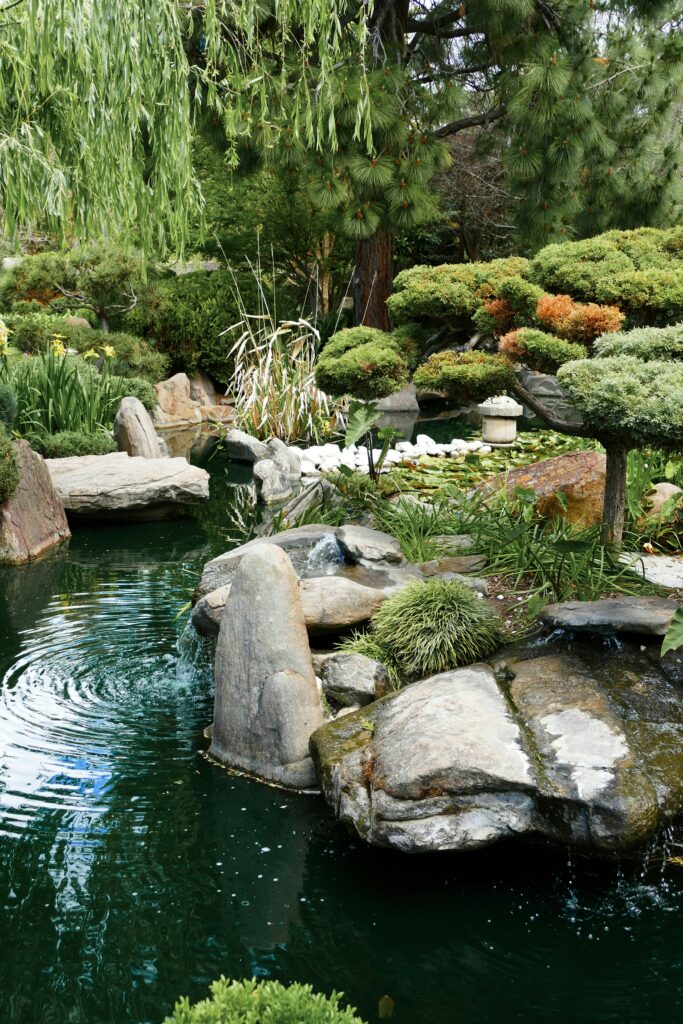 Create a Japanese zen garden with a water feature like this.
