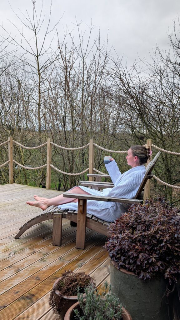 Relaxing at Hewn Yorkshire.