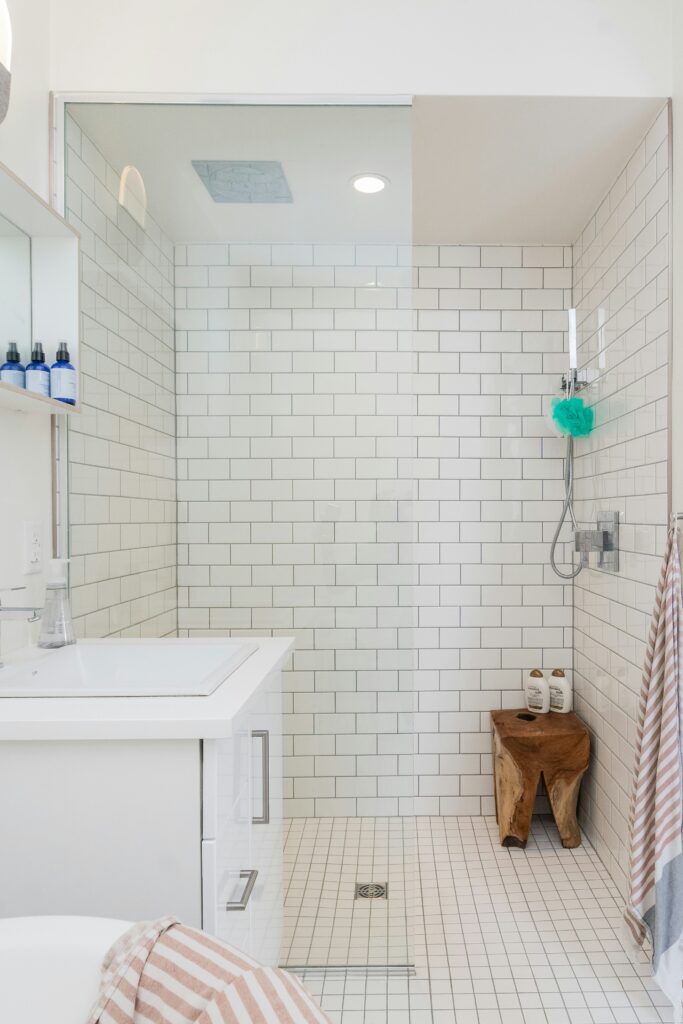 Low level wet room shower tray.
