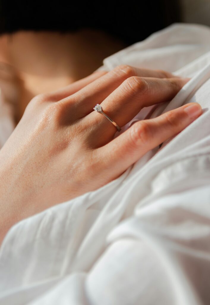 Simple solitaire engagement ring.