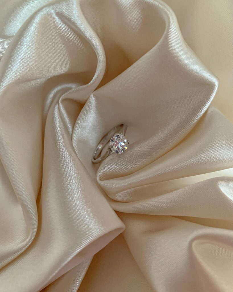 Large diamond engagement ring.