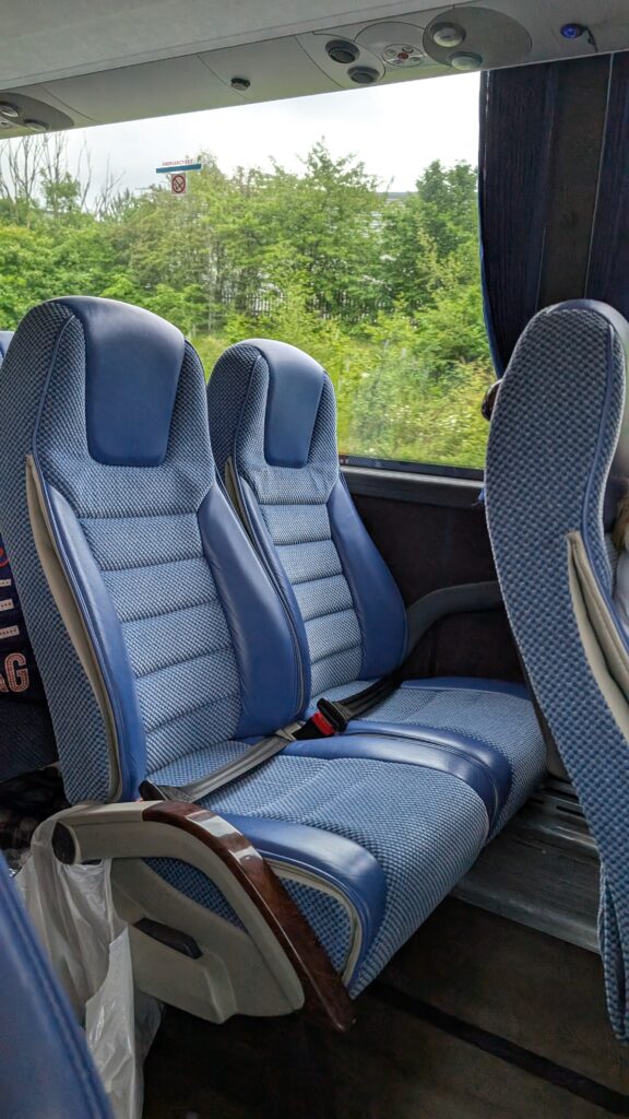 Reclining seats on the Family Outings coach.