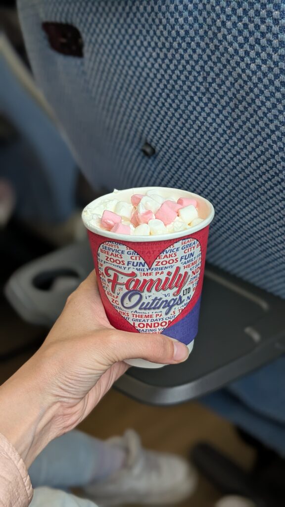 Family Outings on board hot chocolate service.