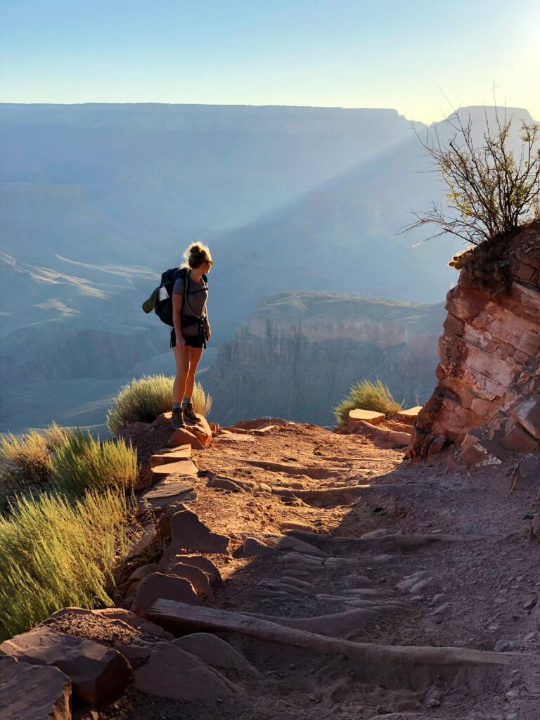 Woman enjoying hiking holiday.