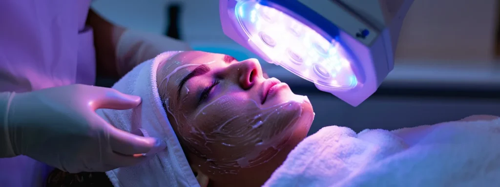 Woman undergoing light based therapy.