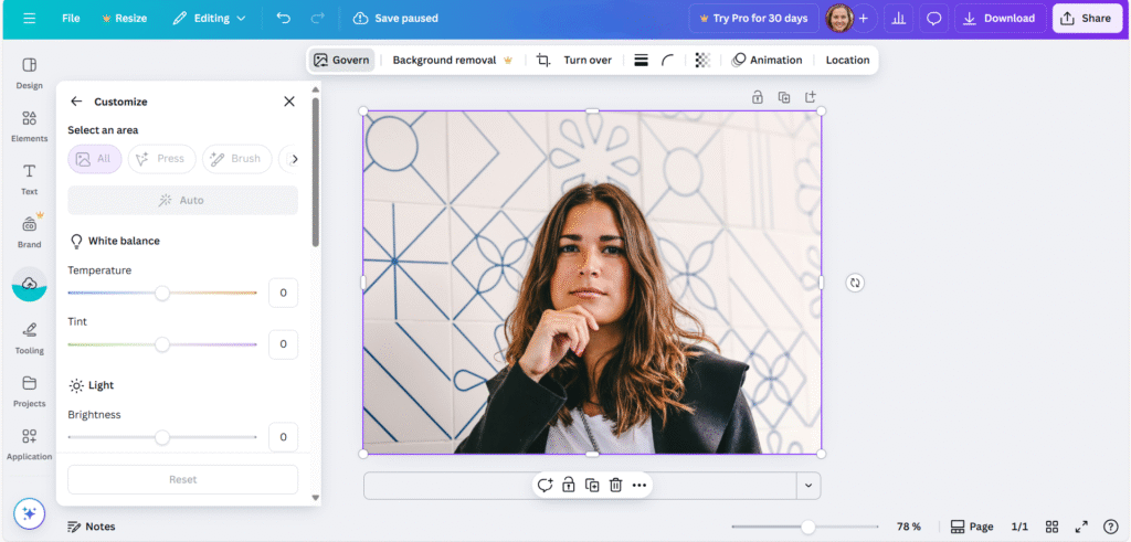 Canva photo editor.