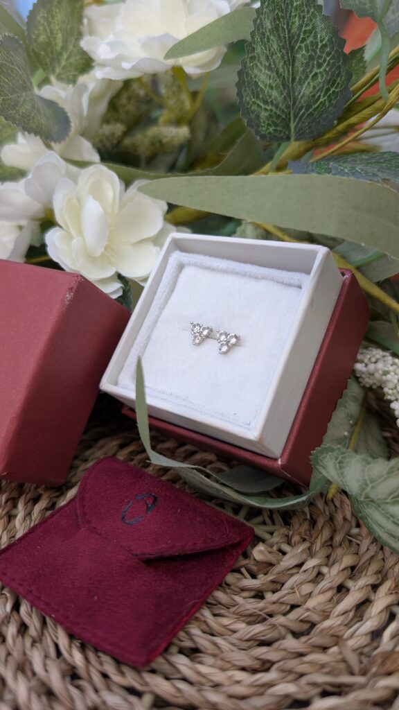 White sapphire earrings.