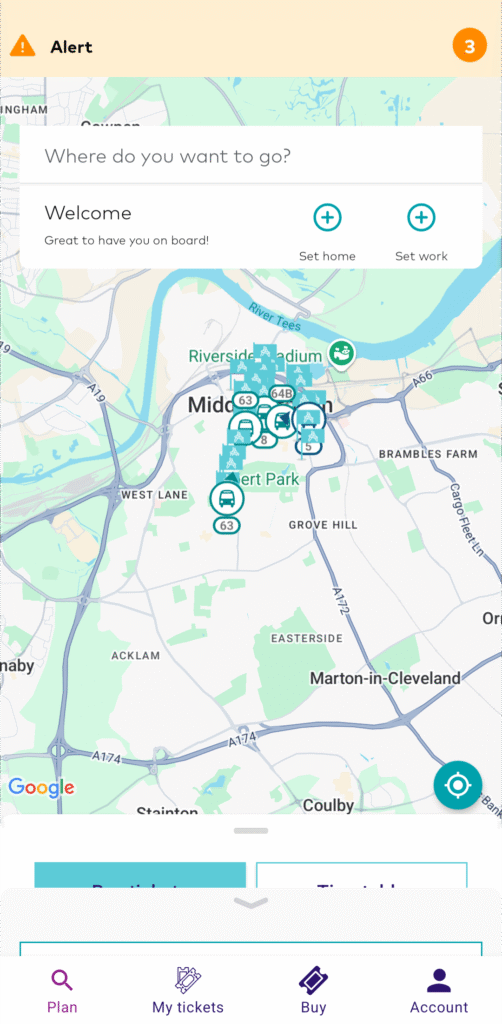 Travel to Teesside Park easily with the Arriva app.