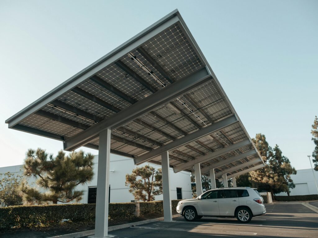 Solar carports for sustainable living.