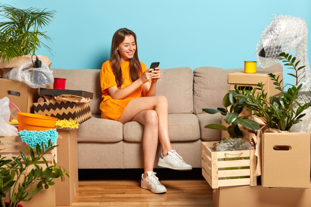 Woman decluttering home.