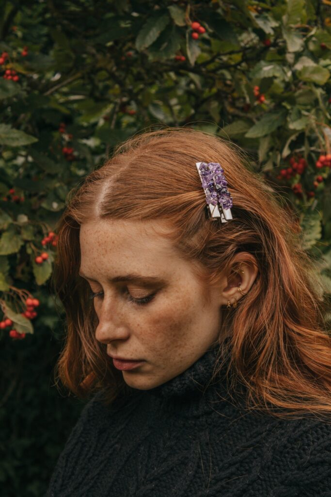Amethyst Crystal Jewellery Hair Clip Set