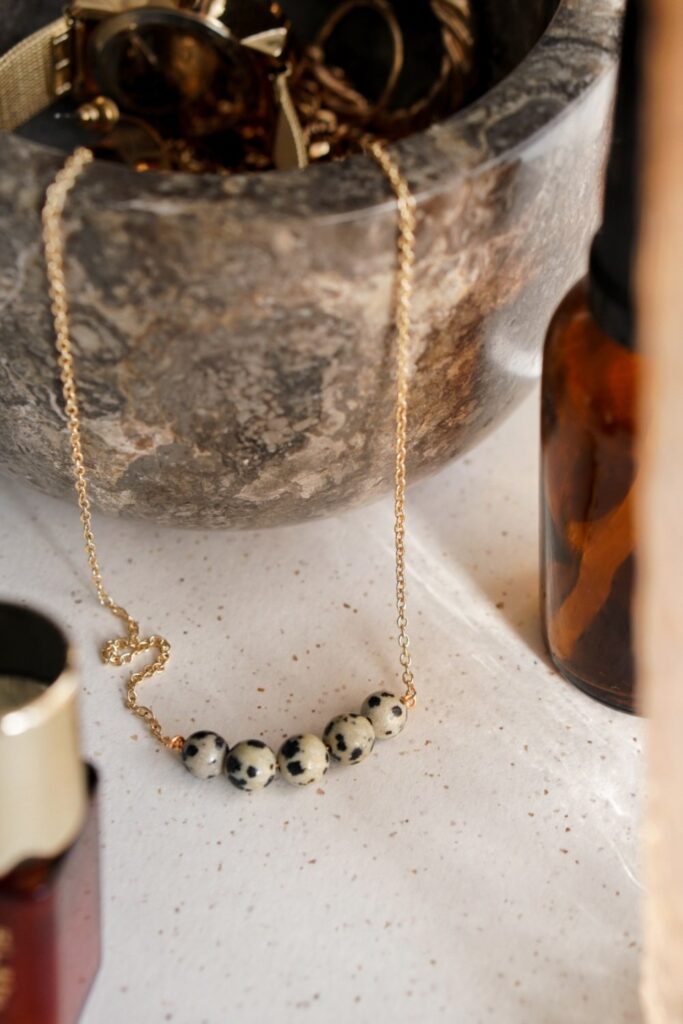 Dalmation Jasper 5 Ball Pendent Necklace.