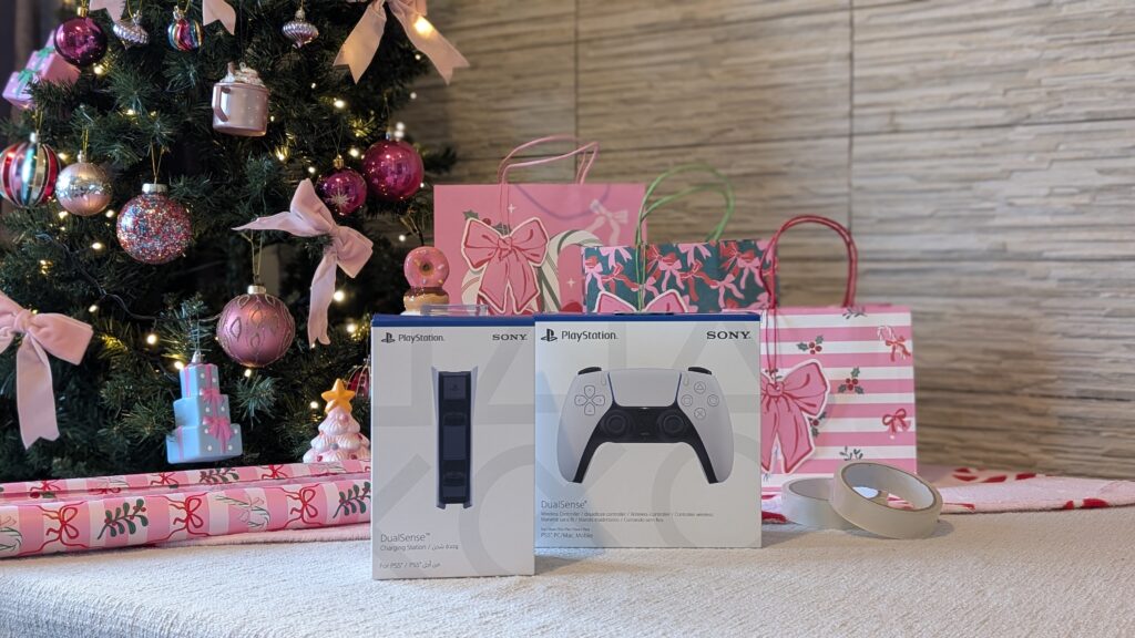 Playstation controller and docking station.