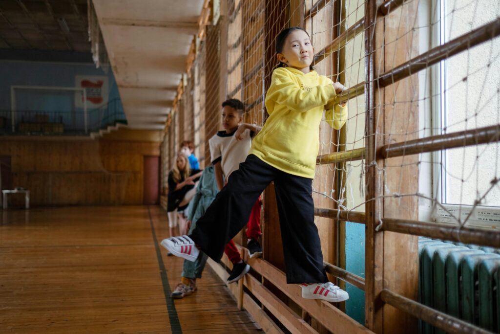 Child wearing durable footwear.