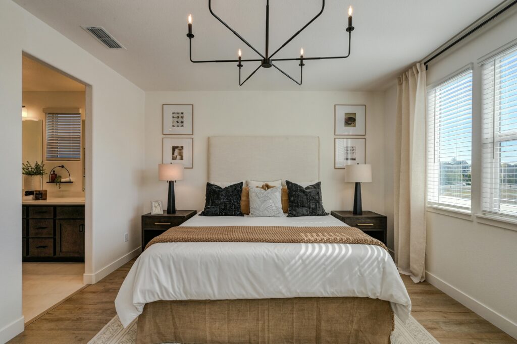 Custom furniture in bedroom.